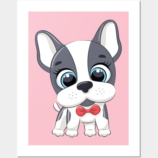 Cute Boxer Dog Cartoon Wall Art by admeral